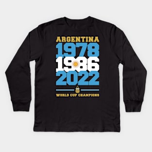 Argentina World Cup Champions Qatar 2022 Kids Long Sleeve T-Shirt